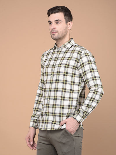 Olive Checked Shirt-Men Shirts-Crimsoune Club