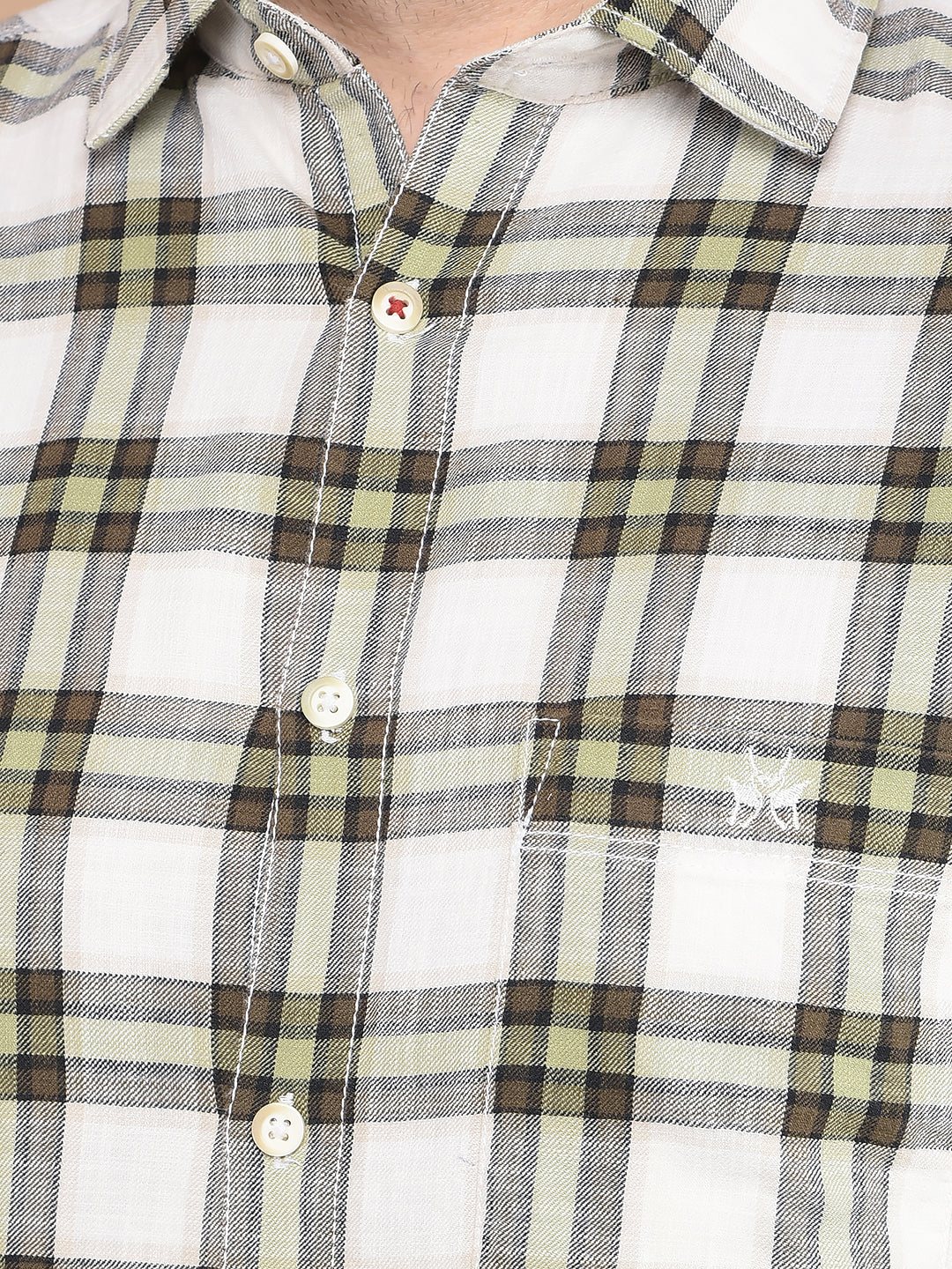 Olive Checked Shirt-Men Shirts-Crimsoune Club
