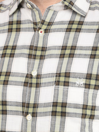 Olive Checked Shirt-Men Shirts-Crimsoune Club