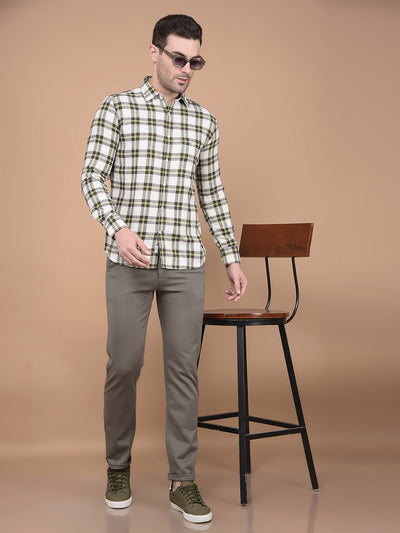 Olive Checked Shirt-Men Shirts-Crimsoune Club