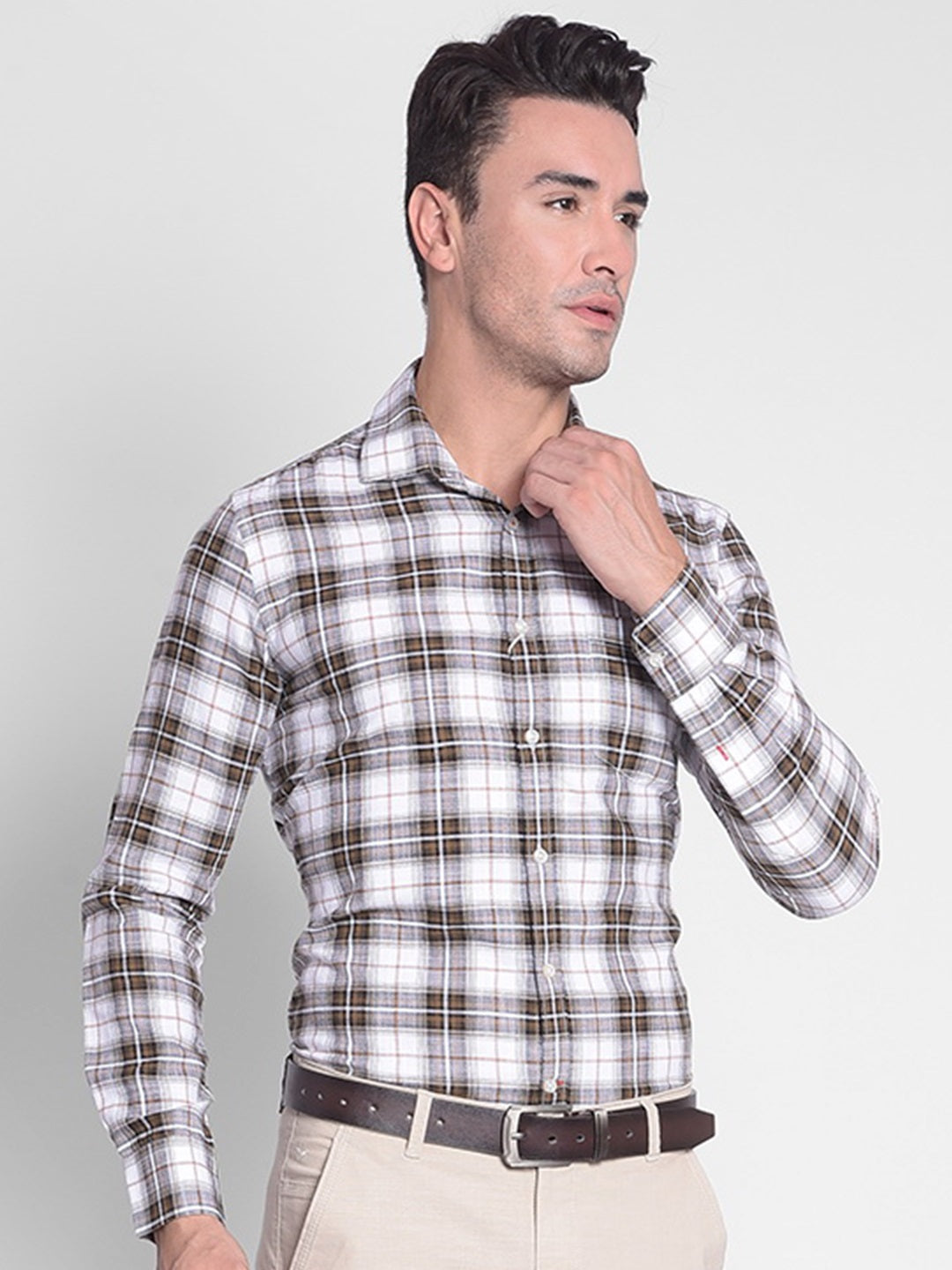 Brown Checked Shirt-Men shirts-Crimsoune Club