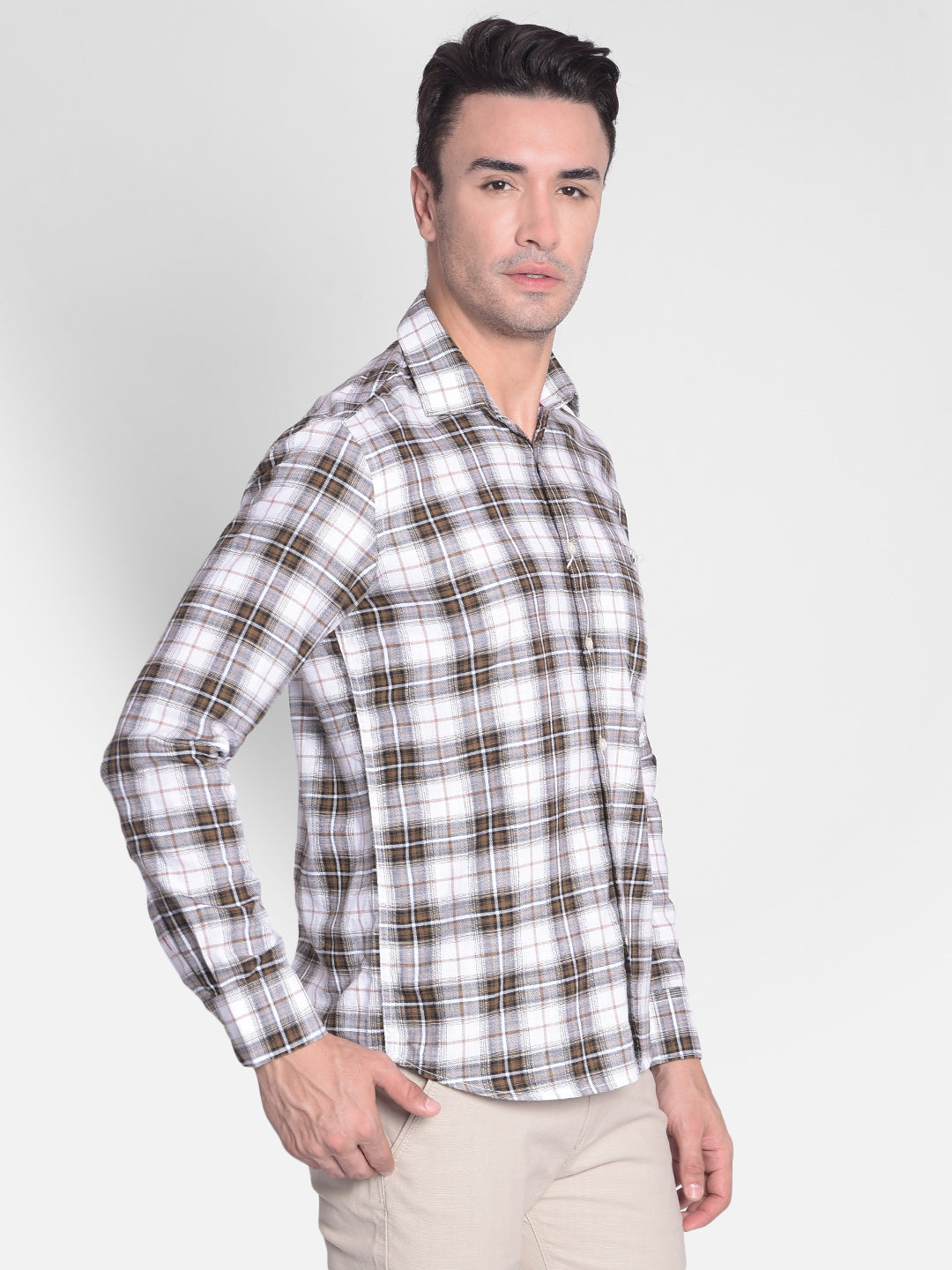 Brown Checked Shirt-Men shirts-Crimsoune Club