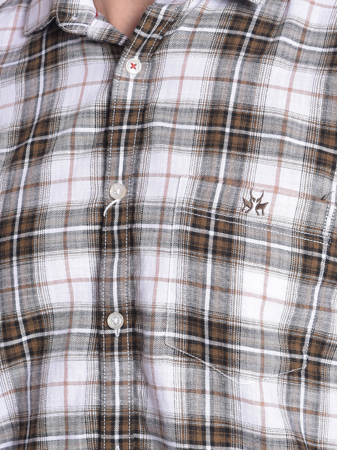 Brown Checked Shirt-Men shirts-Crimsoune Club