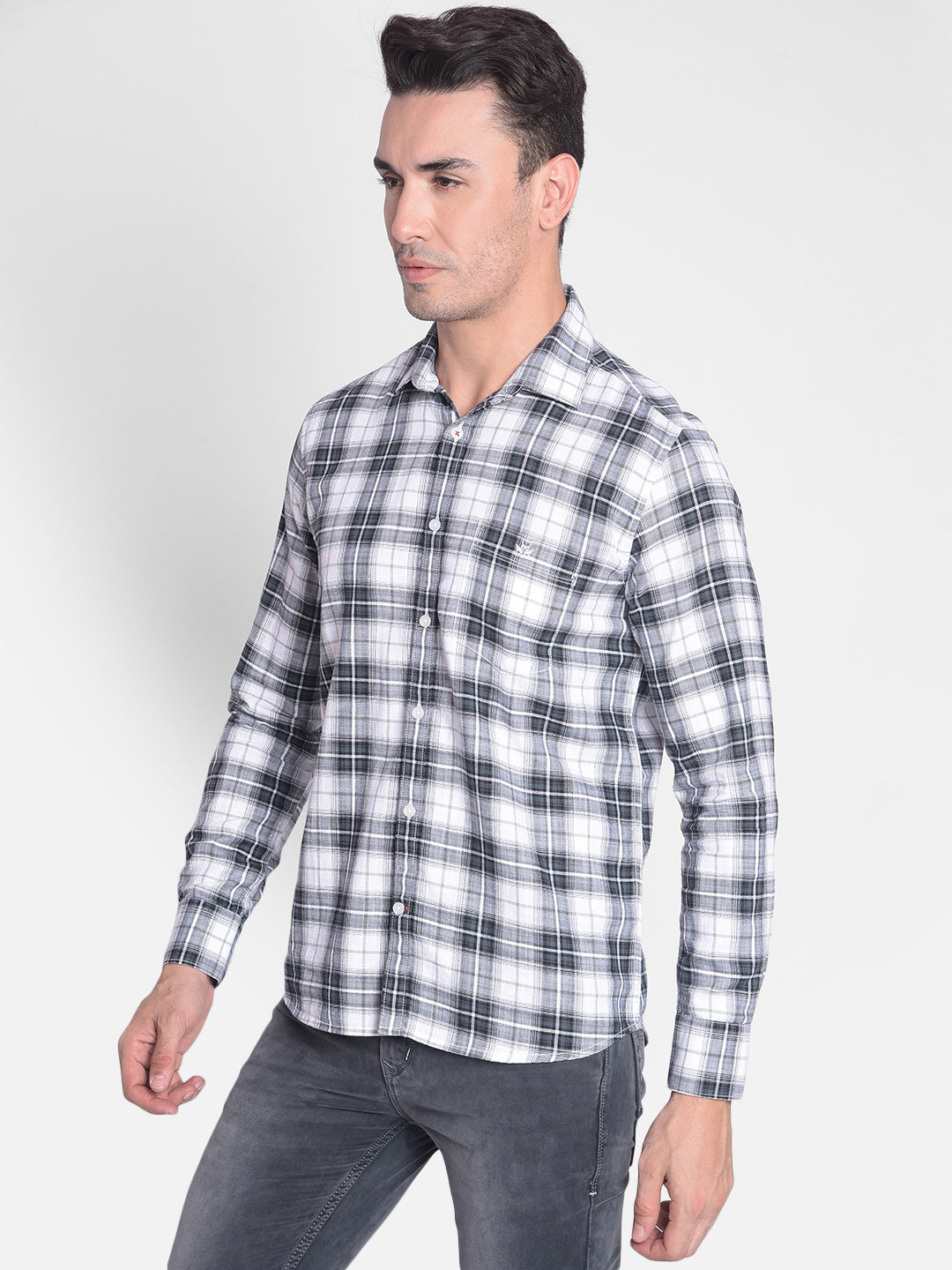 Grey Checked Shirt-Men shirts-Crimsoune Club