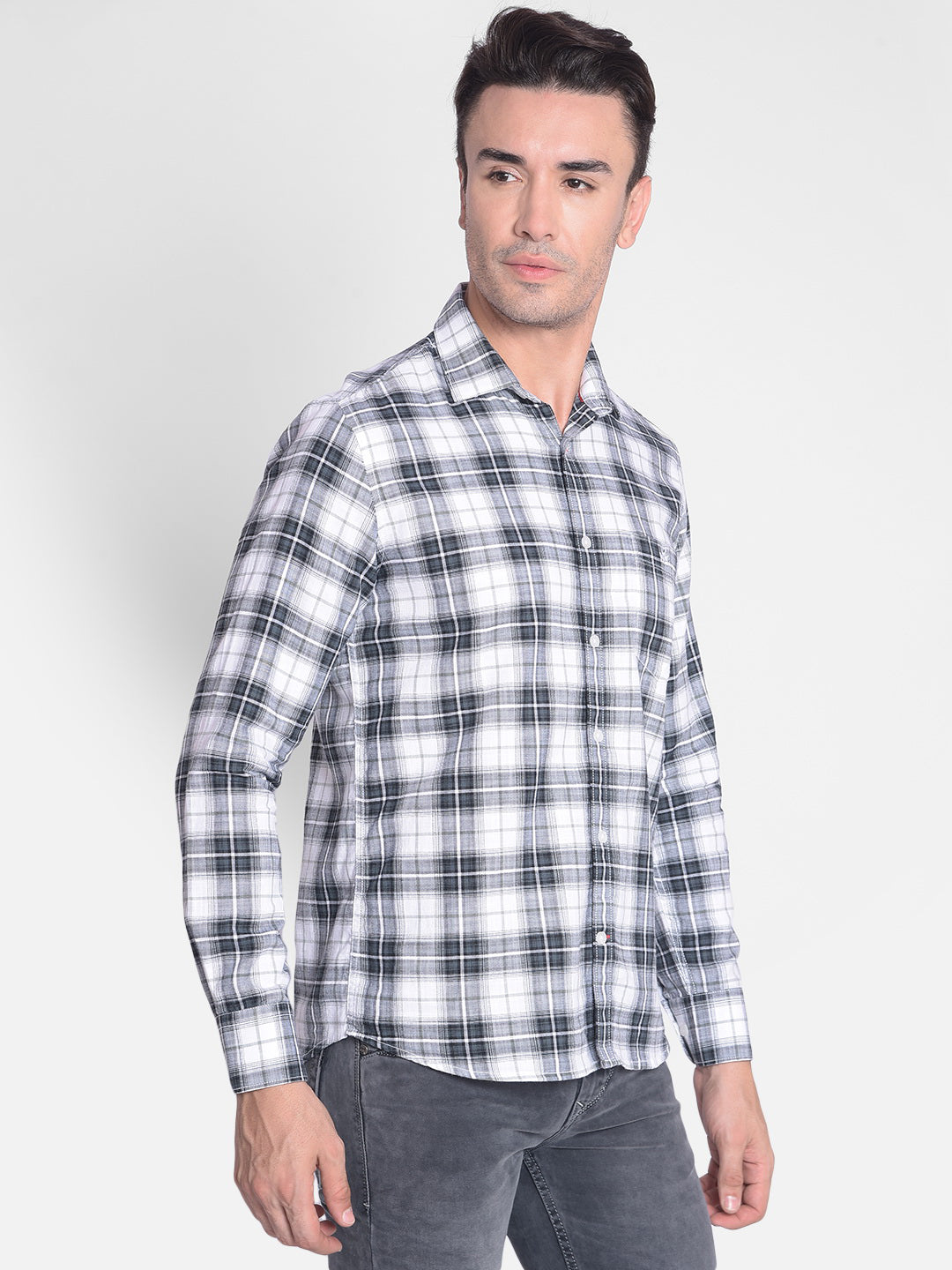 Grey Checked Shirt-Men shirts-Crimsoune Club