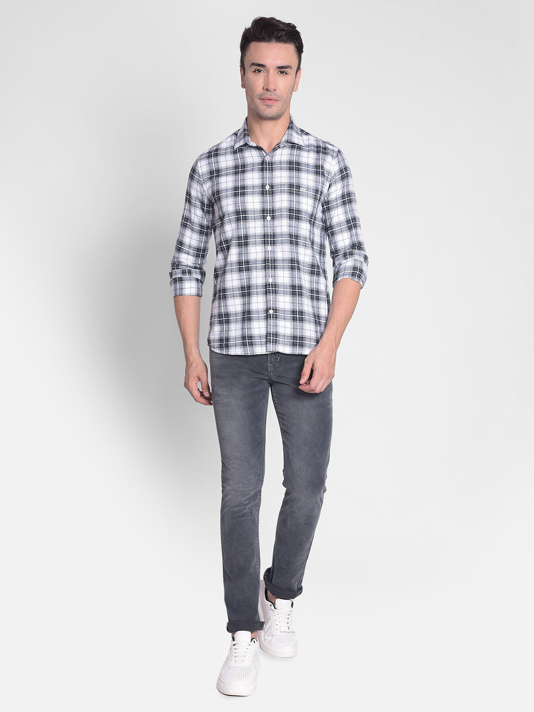 Grey Checked Shirt-Men shirts-Crimsoune Club