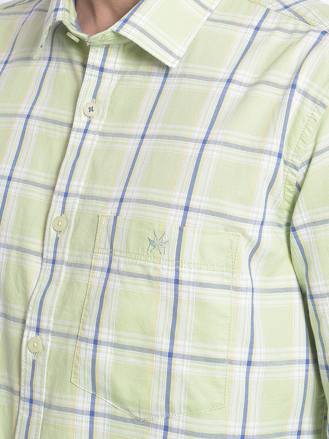 Light Green Checked Shirt-Men Shirts-Crimsoune Club
