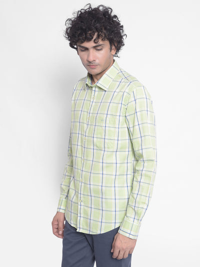 Light Green Checked Shirt-Men Shirts-Crimsoune Club