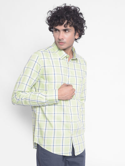 Light Green Checked Shirt-Men Shirts-Crimsoune Club