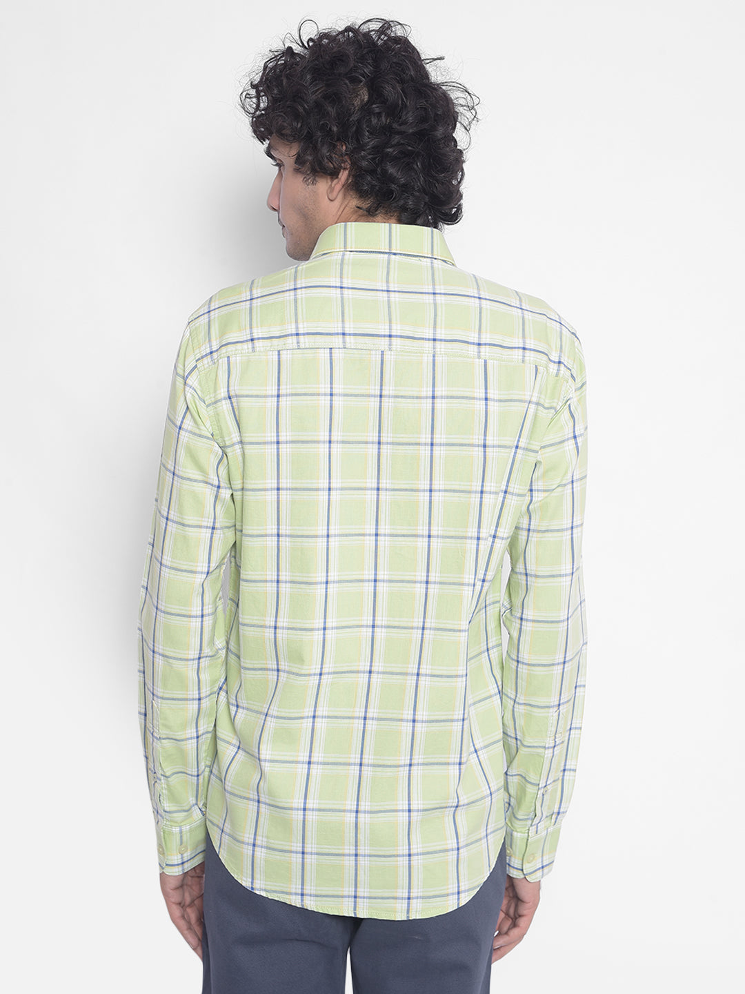 Light Green Checked Shirt-Men Shirts-Crimsoune Club