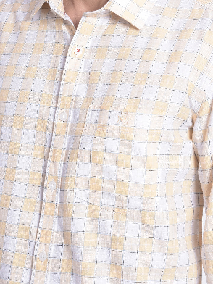 Orange Checked Shirt-Men Shirts-Crimsoune Club