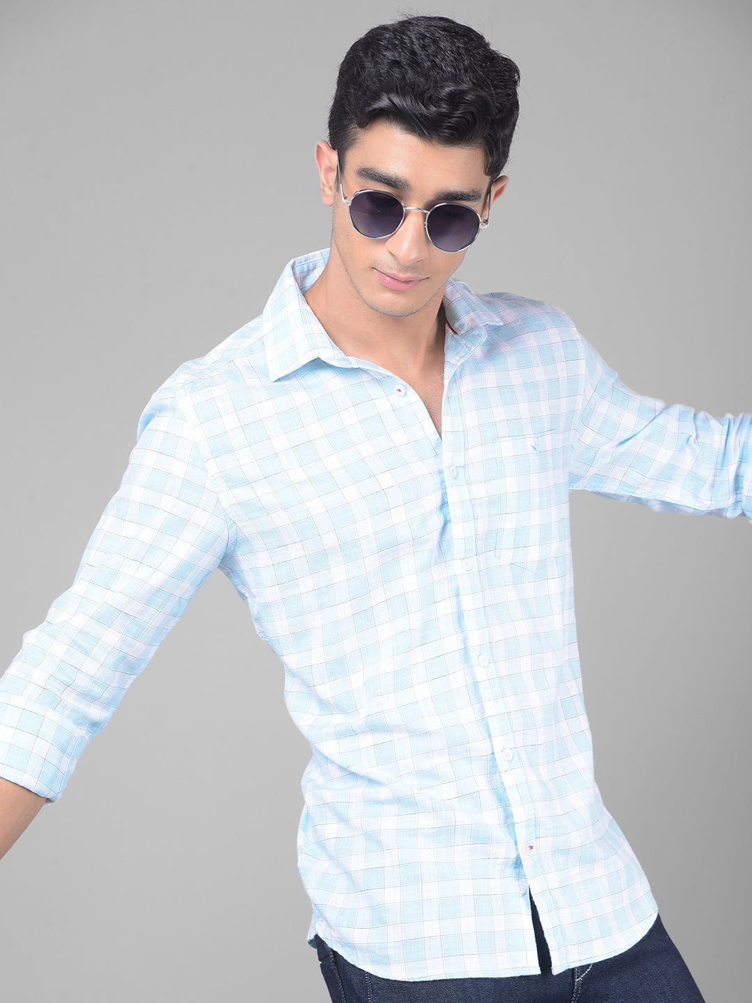 Blue Checked Shirt-Men Shirts-Crimsoune Club