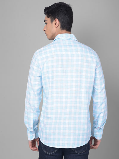 Blue Checked Shirt-Men Shirts-Crimsoune Club