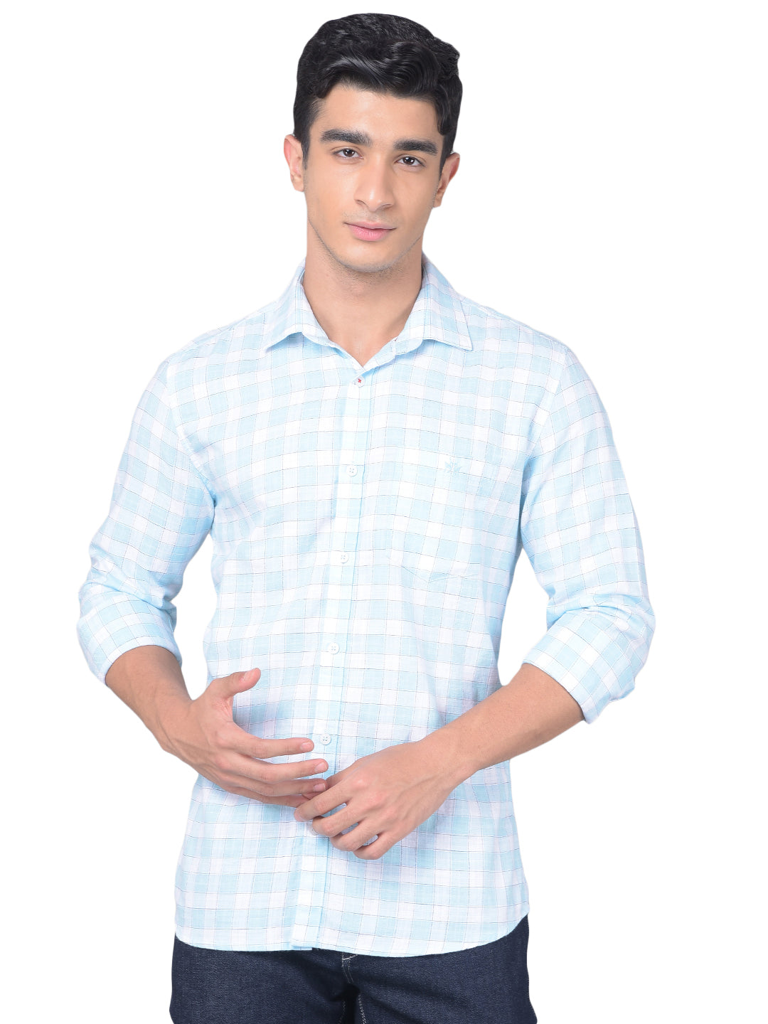 Blue Checked Shirt-Men Shirts-Crimsoune Club