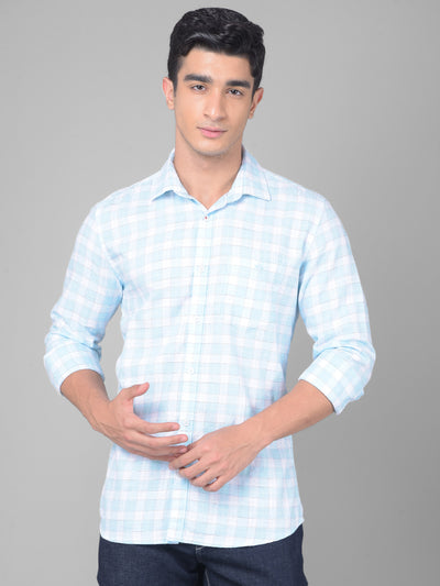 Blue Checked Shirt-Men Shirts-Crimsoune Club