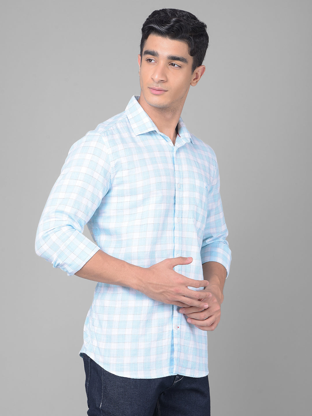 Blue Checked Shirt-Men Shirts-Crimsoune Club