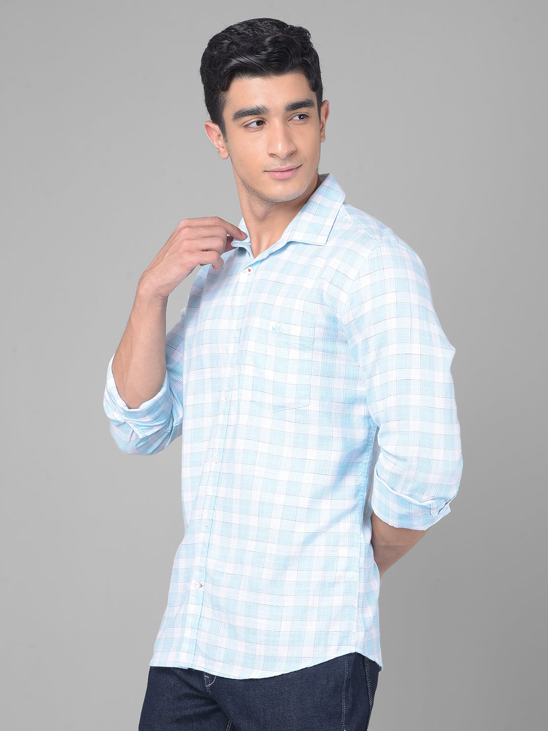 Blue Checked Shirt-Men Shirts-Crimsoune Club