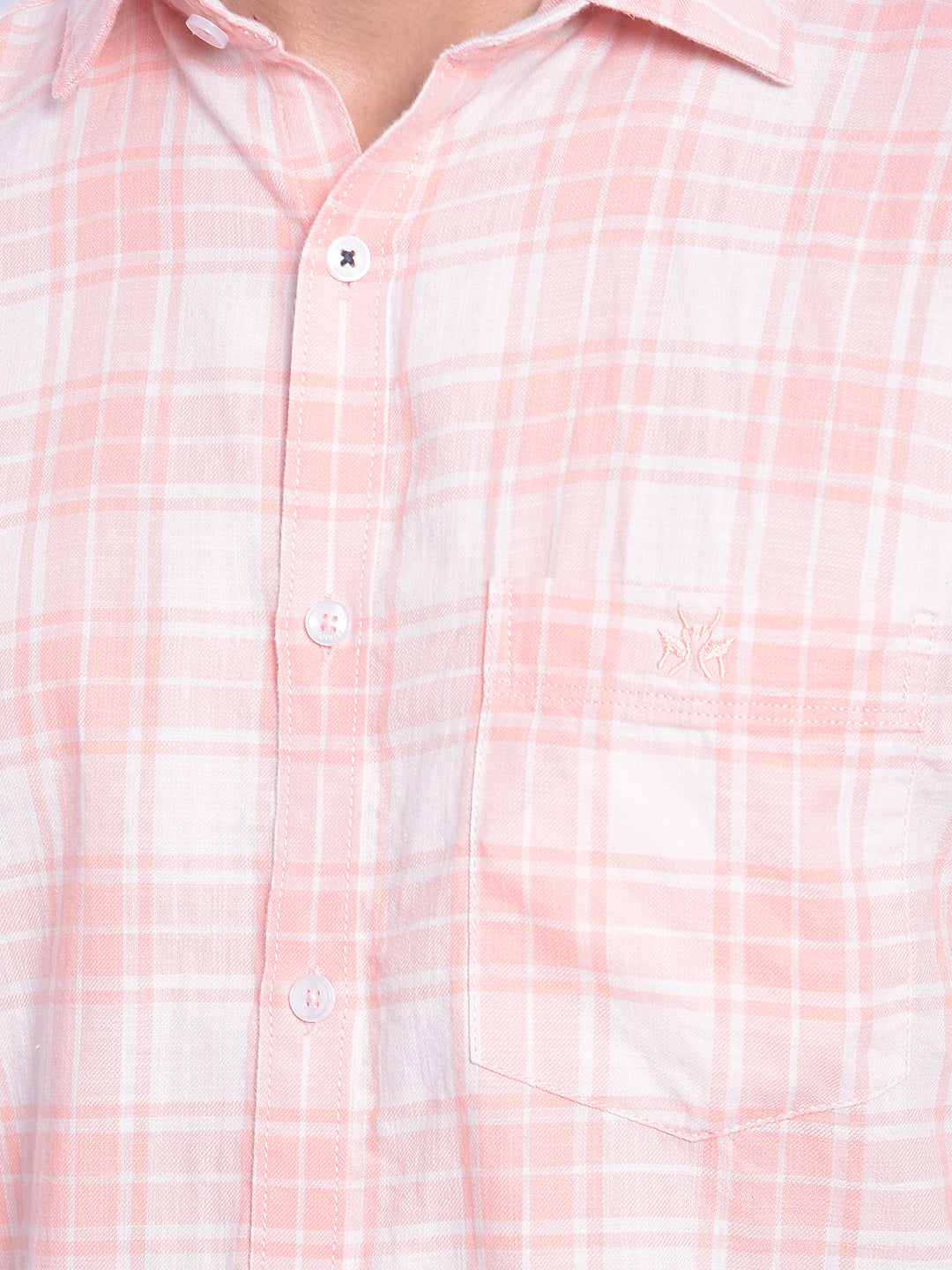 Pink Checked Shirt-Men Jeans-Crimsoune Club
