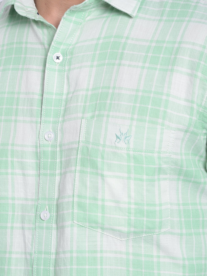 Sea Green Checked Shirt-Men Jeans-Crimsoune Club