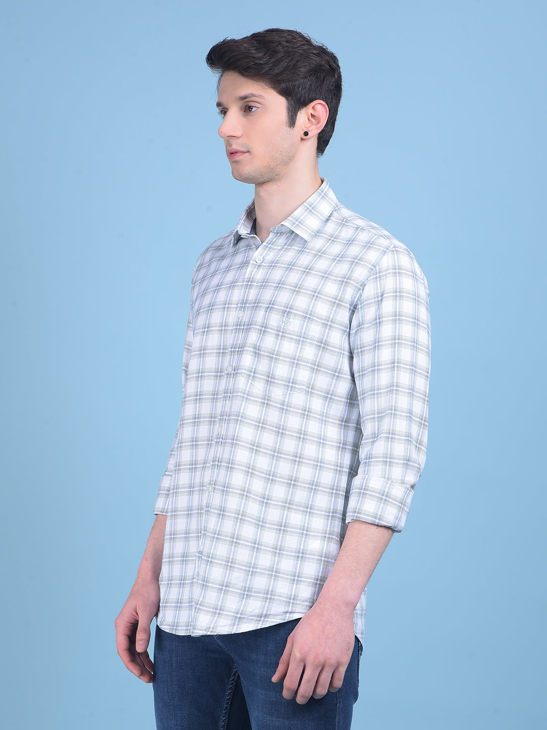 White Tartan Check 100% Cotton Shirt-Men Shirts-Crimsoune Club