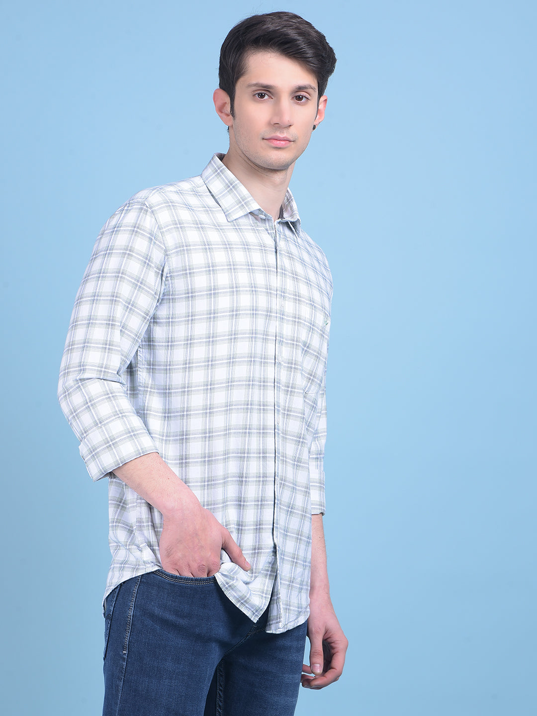 White Tartan Check 100% Cotton Shirt-Men Shirts-Crimsoune Club