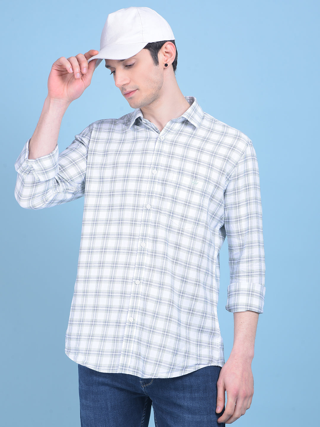 White Tartan Check 100% Cotton Shirt-Men Shirts-Crimsoune Club