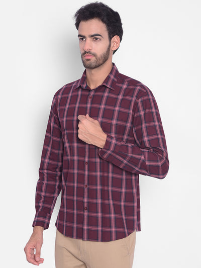 Maroon Checked Shirt-Men Shirts-Crimsoune Club