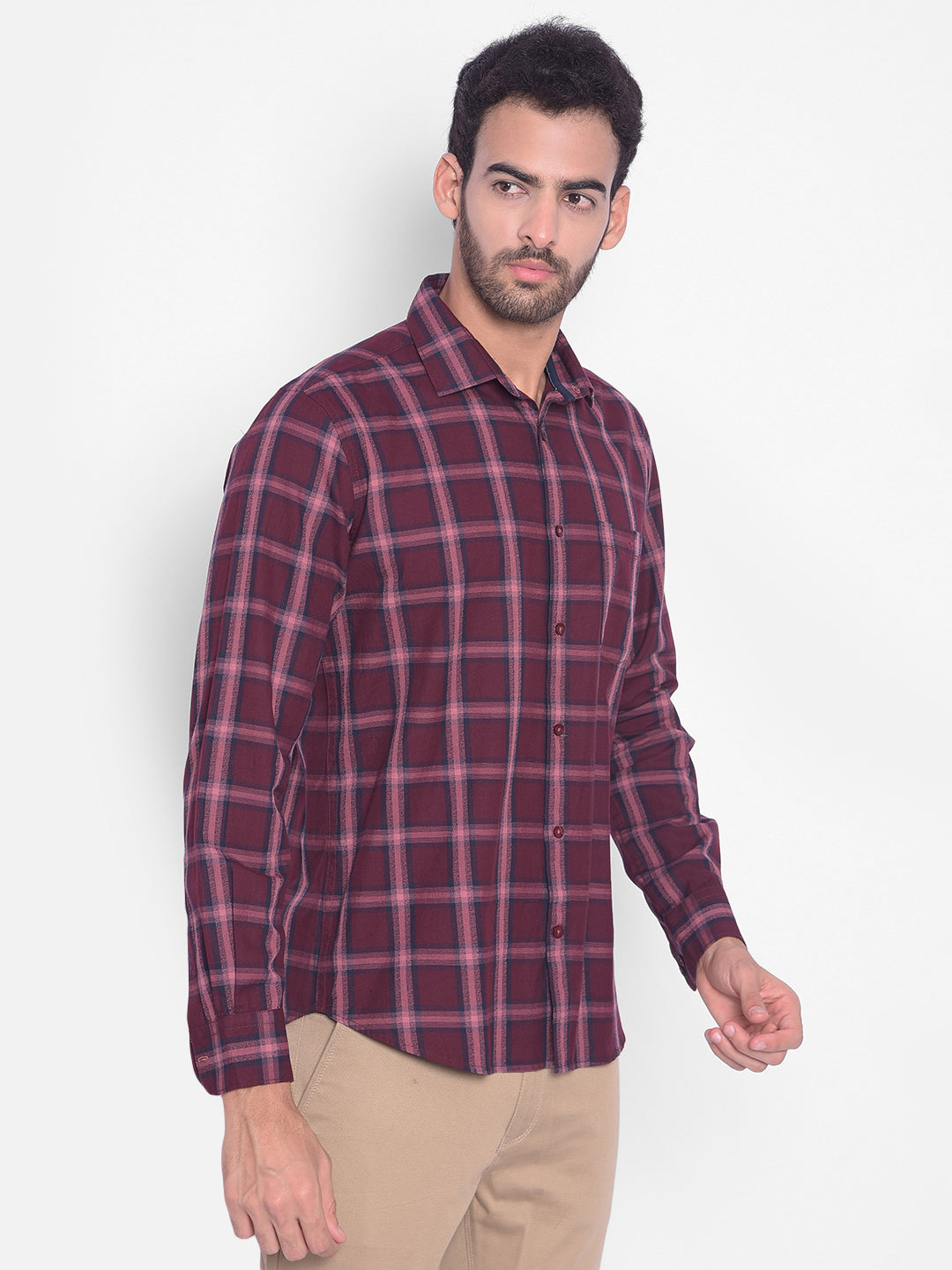 Maroon Checked Shirt-Men Shirts-Crimsoune Club