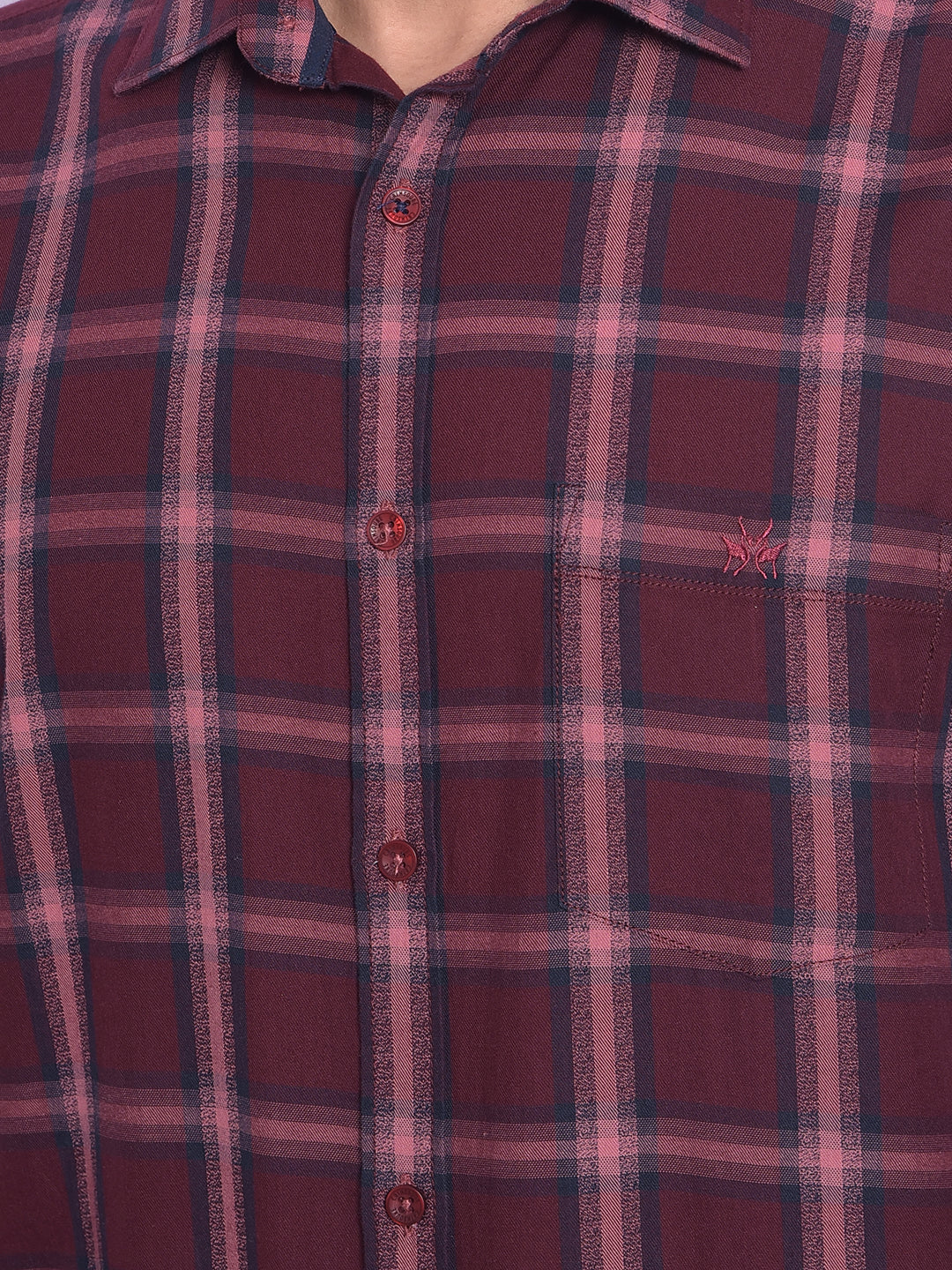 Maroon Checked Shirt-Men Shirts-Crimsoune Club