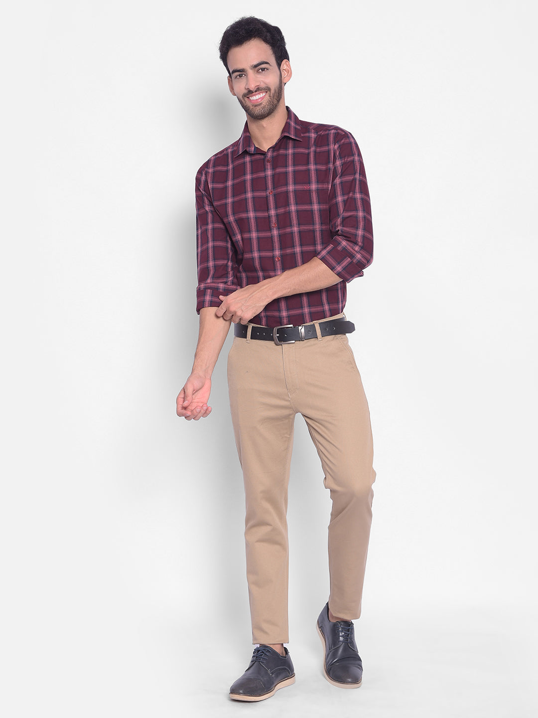 Maroon Checked Shirt-Men Shirts-Crimsoune Club