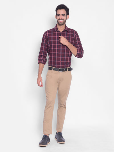 Maroon Checked Shirt-Men Shirts-Crimsoune Club