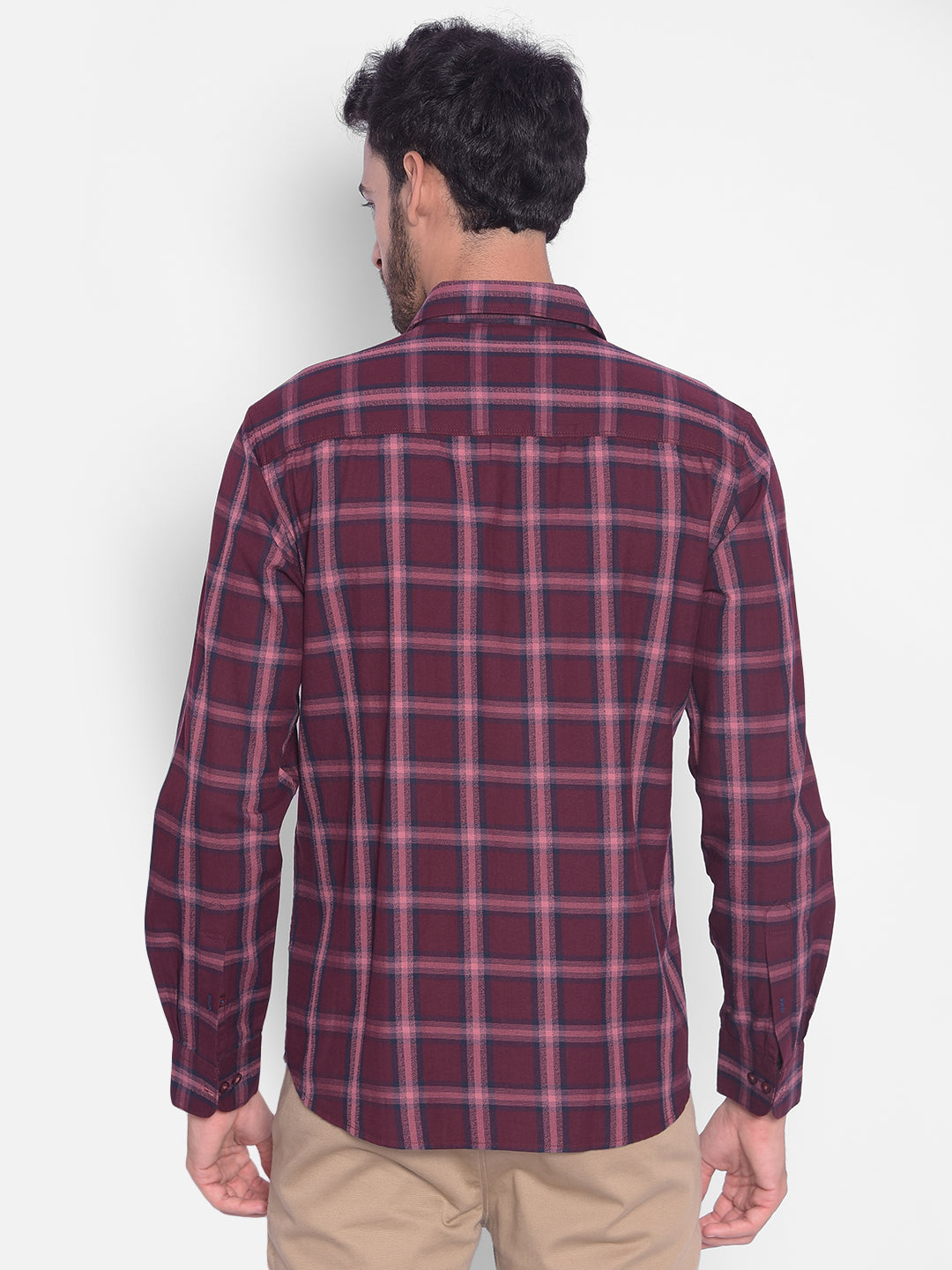 Maroon Checked Shirt-Men Shirts-Crimsoune Club