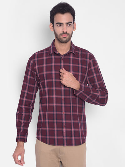 Maroon Checked Shirt-Men Shirts-Crimsoune Club