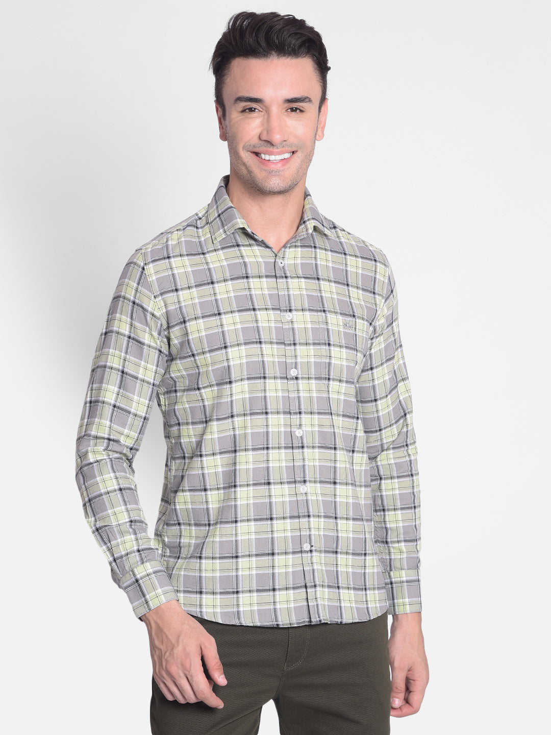 Grey Checked Shirt-Men shirts-Crimsoune Club