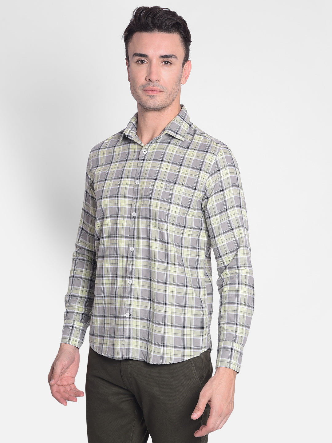 Grey Checked Shirt-Men shirts-Crimsoune Club