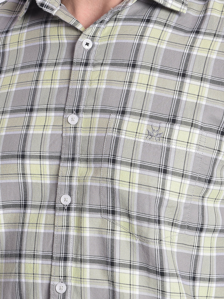 Grey Checked Shirt-Men shirts-Crimsoune Club
