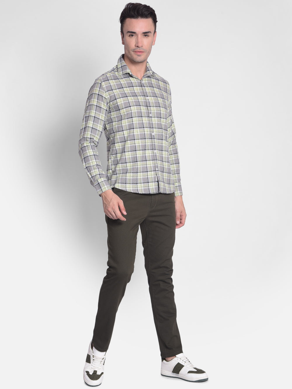 Grey Checked Shirt-Men shirts-Crimsoune Club