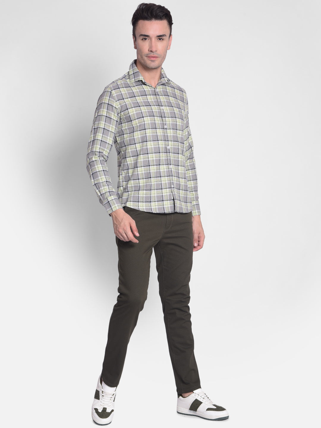 Grey Checked Shirt-Men shirts-Crimsoune Club