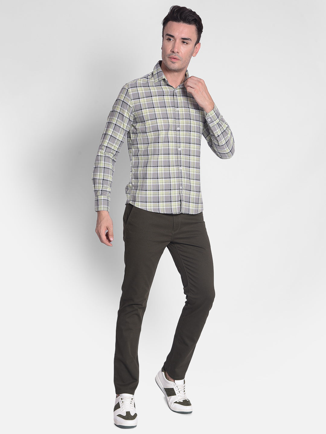 Grey Checked Shirt-Men shirts-Crimsoune Club