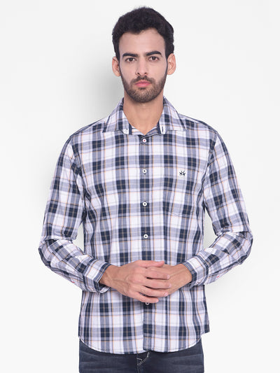 Blue Checked Shirt-Mens Shirts-Crimsoune Club