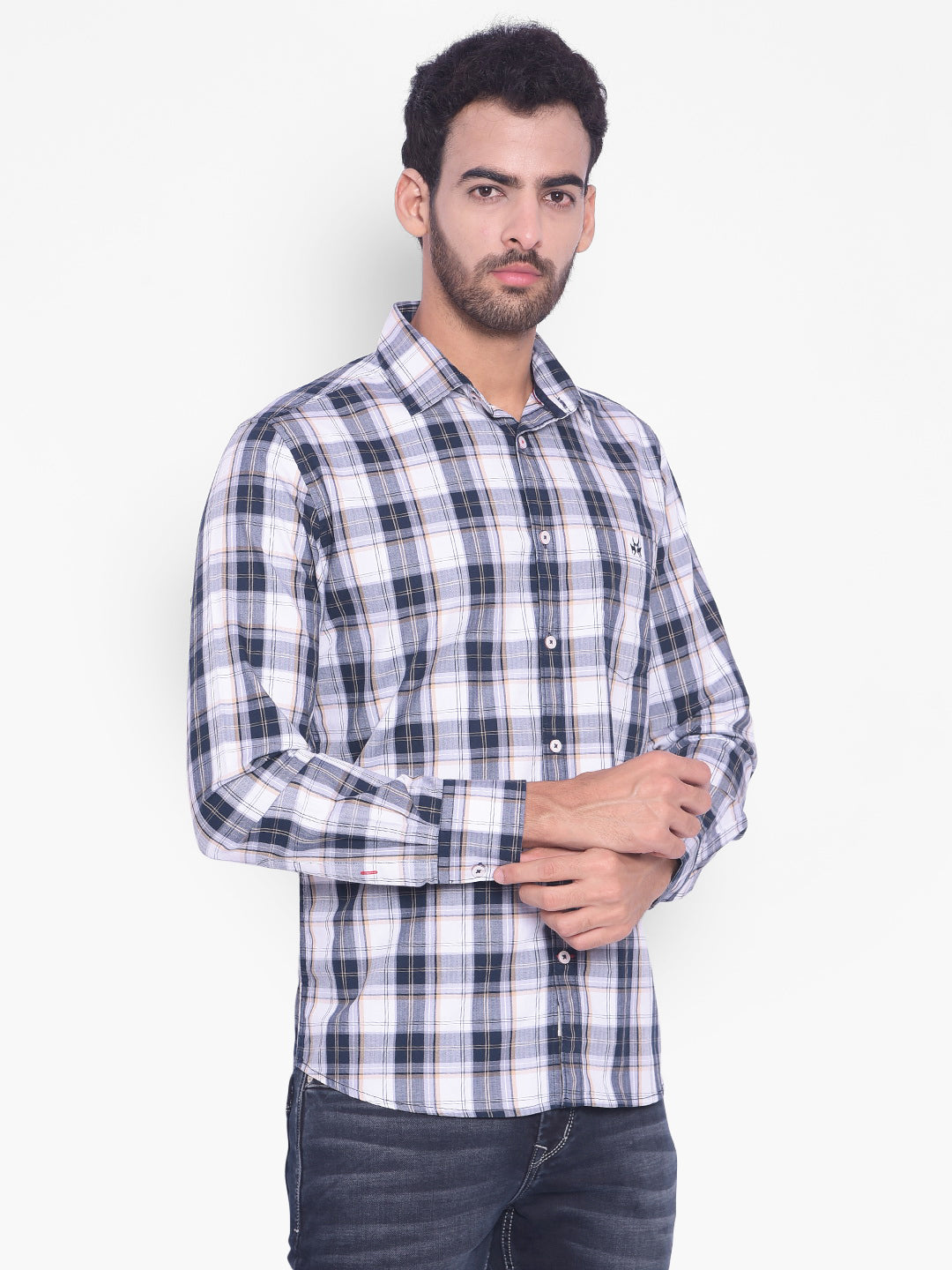 Blue Checked Shirt-Mens Shirts-Crimsoune Club