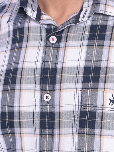 Blue Checked Shirt-Mens Shirts-Crimsoune Club