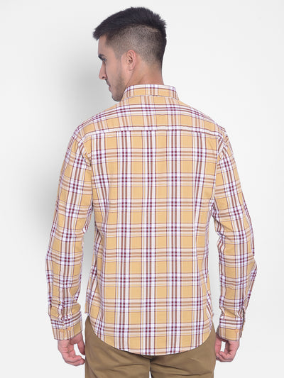Beige Checked Shirt-Men Jeans-Crimsoune Club