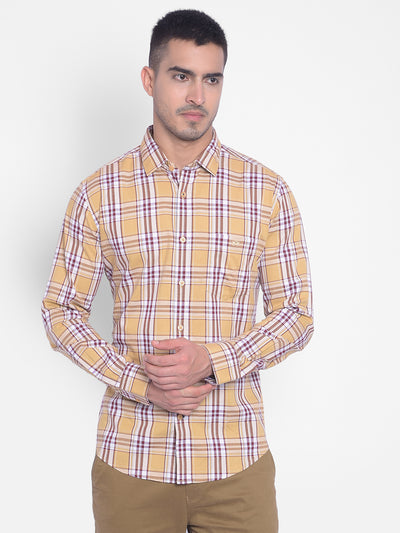 Beige Checked Shirt-Men Jeans-Crimsoune Club