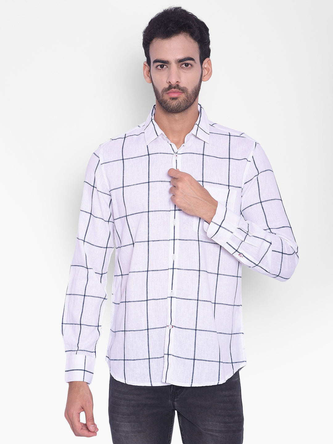 White Checked Shirt-Mens Shirts-Crimsoune Club