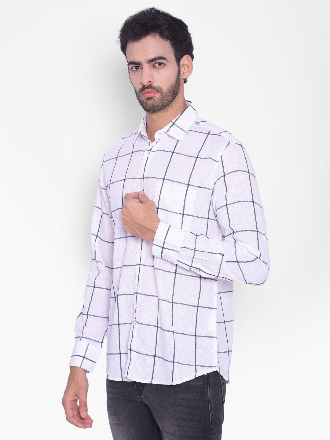 White Checked Shirt-Mens Shirts-Crimsoune Club