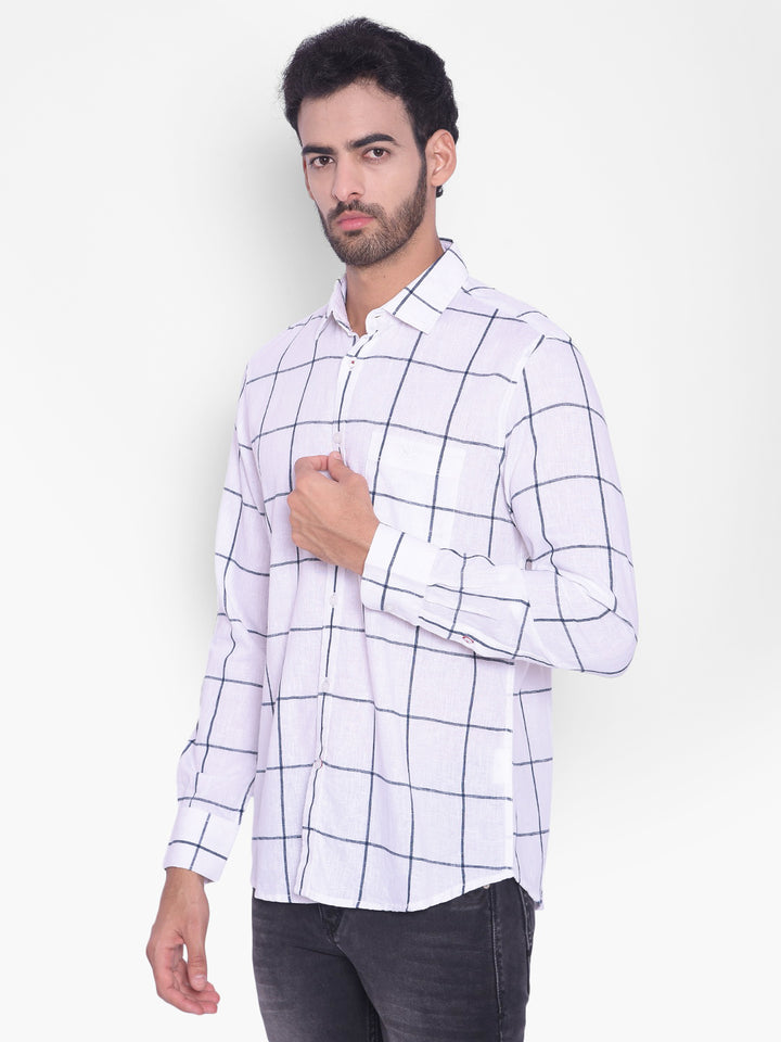 White Checked Shirt-Mens Shirts-Crimsoune Club