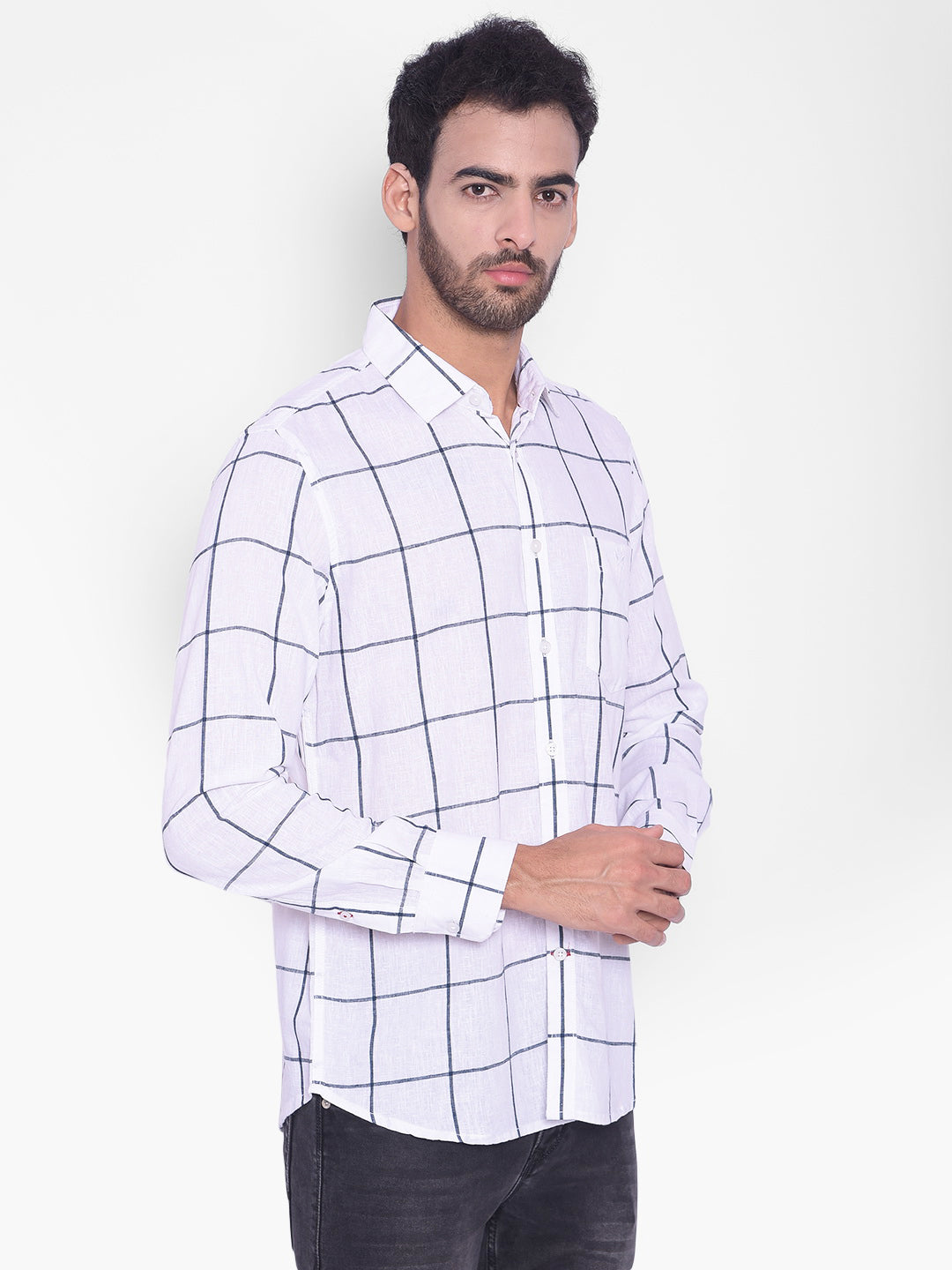 White Checked Shirt-Mens Shirts-Crimsoune Club