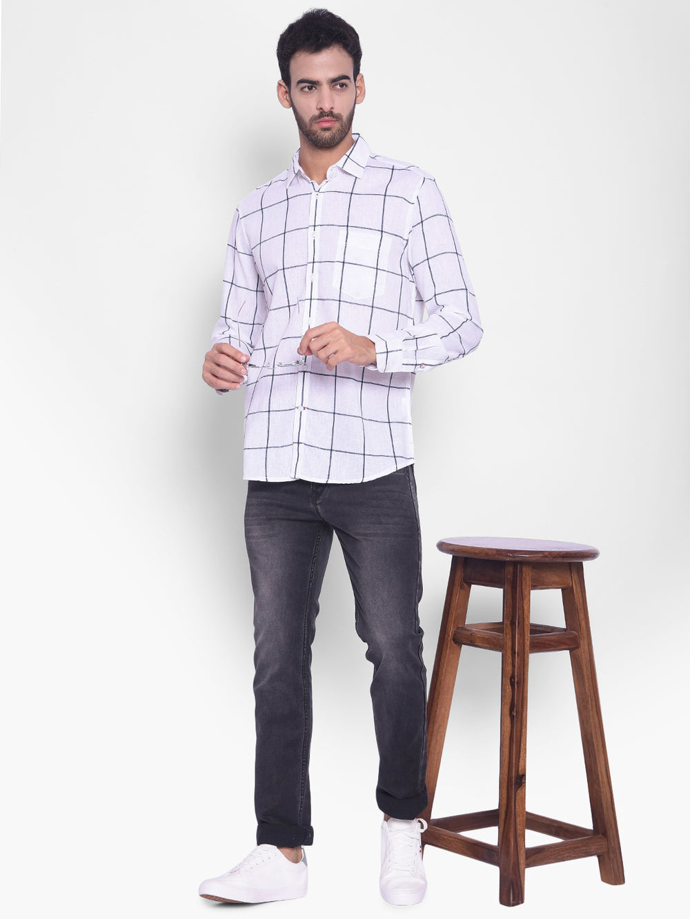 White Checked Shirt-Mens Shirts-Crimsoune Club