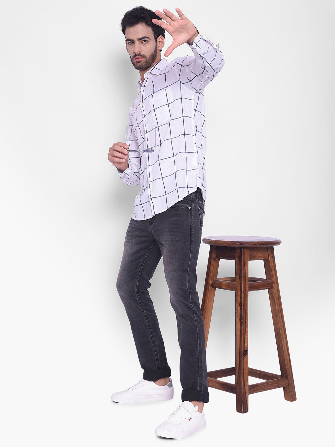 White Checked Shirt-Mens Shirts-Crimsoune Club